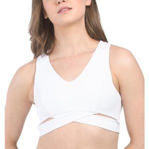 NOIZE White Cut Out Sports Bra Top V-Neck Size M New with Tag